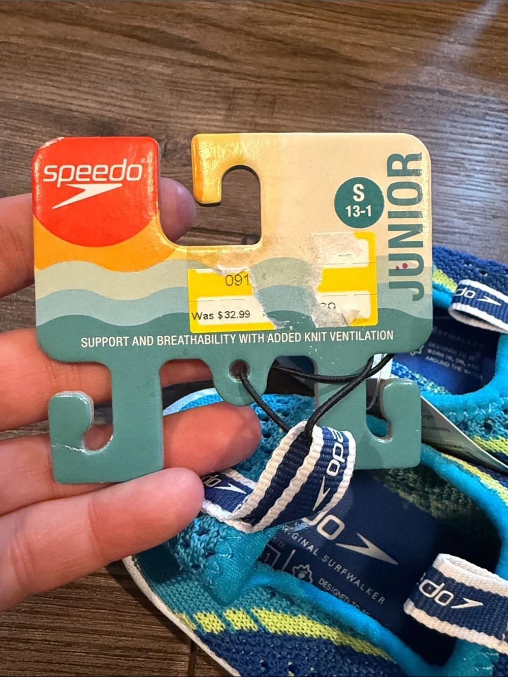 Speedo Kids Blue Aqua Water Shoes with Teal and Yellow Accents